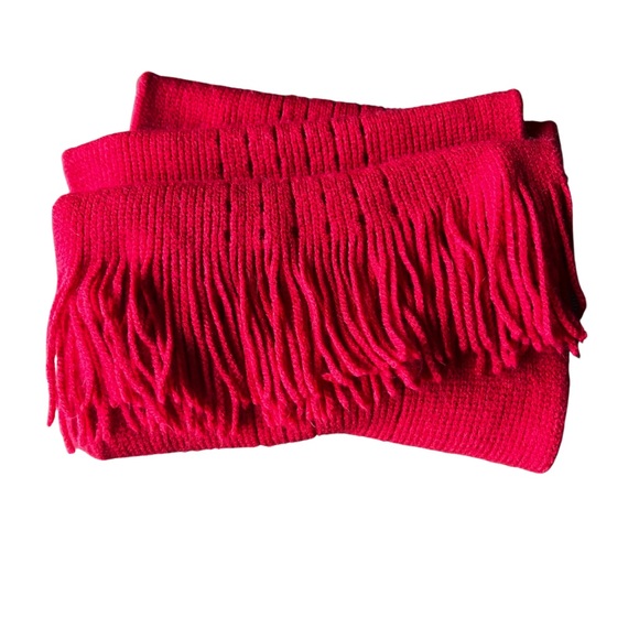 ECHO SOFT Cherry Red Scarf with Fringe & Eyelets - Picture 1 of 7